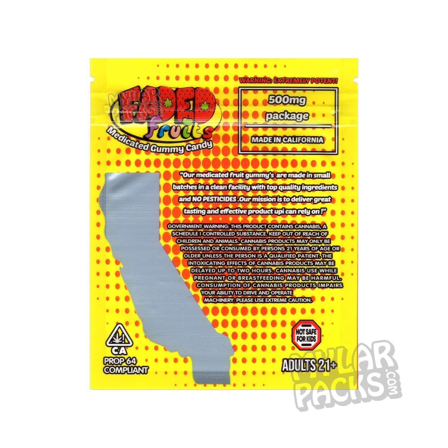Faded Fruits Pineapple Express 500mg Empty Mylar Bag Edibles Candy Packaging