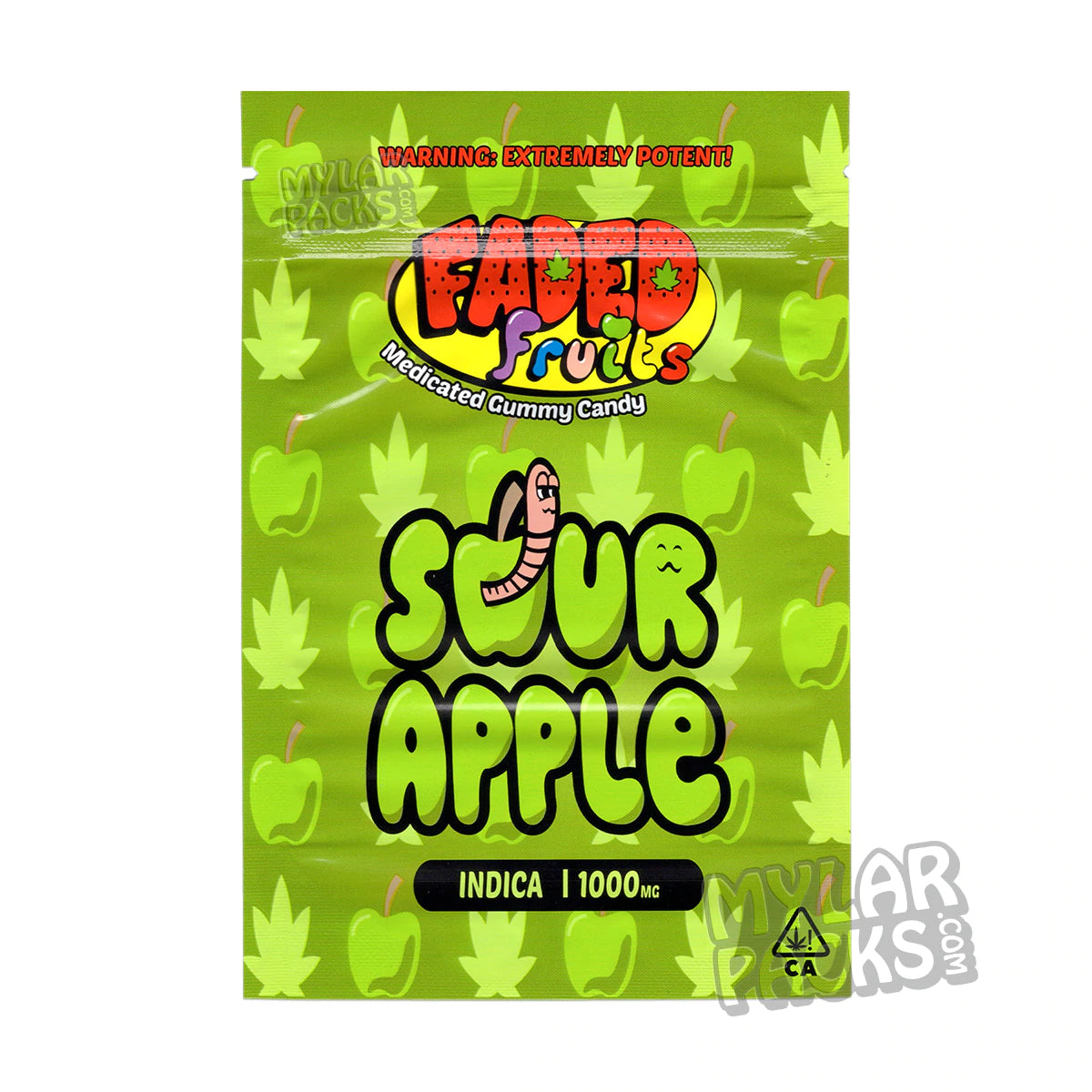 Bolsa de Mylar vacía de Faded Fruits, manzana ácida, 1000 mg, empaque para dulces comestibles