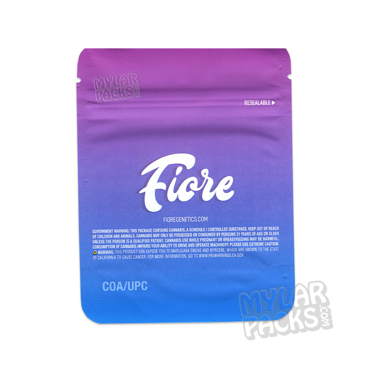 Fiore Genetics Standard 3.5g Empty Mylar Bag Flower Dry Herb Packaging
