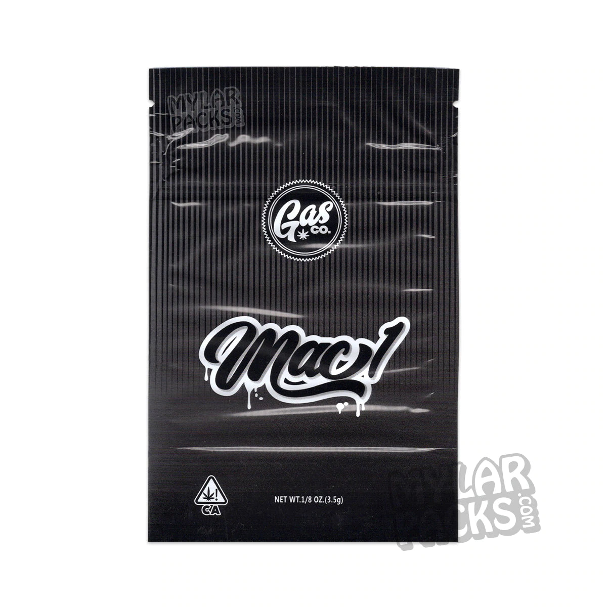 Bolsa de Mylar vacía de 3,5 g para flores y hierbas secas de Gas Co. Mac.