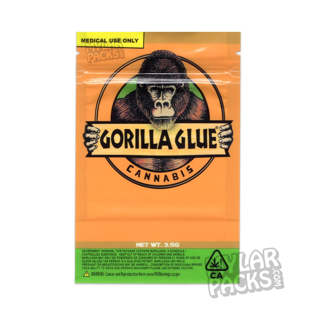 Bolsa de Mylar vacía Gorilla Glue GG4 de 3,5 g para flores y hierbas secas