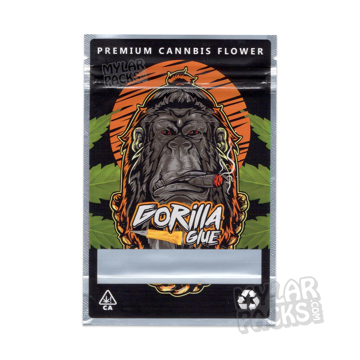 Bolsa de Mylar vacía Gorilla Glue GG4 Premium de 3,5 g para flores y hierbas secas