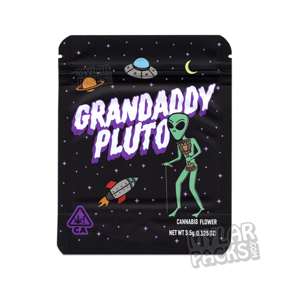 Bolsa de Mylar vacía de 3,5 g de GasHouse x Cookies Grandaddy Pluto, embalaje para flores y hierbas secas
