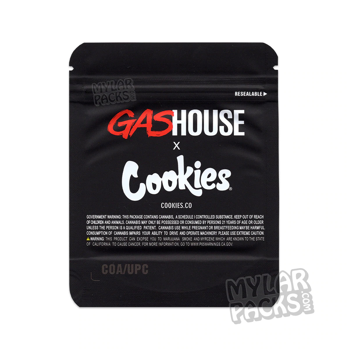 Bolsa de Mylar vacía de 3,5 g de GasHouse x Cookies Grandaddy Pluto, embalaje para flores y hierbas secas
