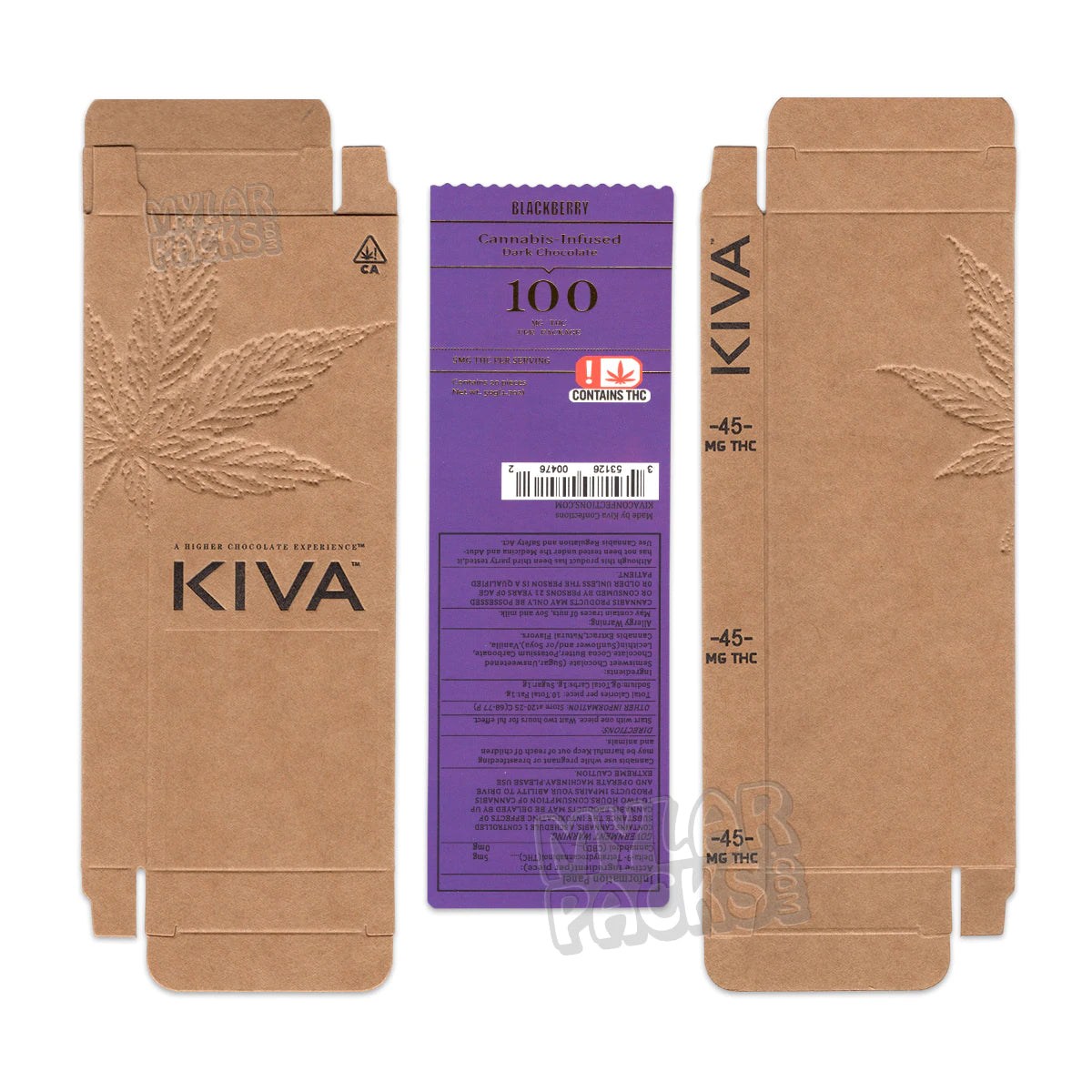 Barra de chocolate con infusión Kiva de 100 mg, caja vacía para dulces, envoltorio comestible, empaque para refrigerios
