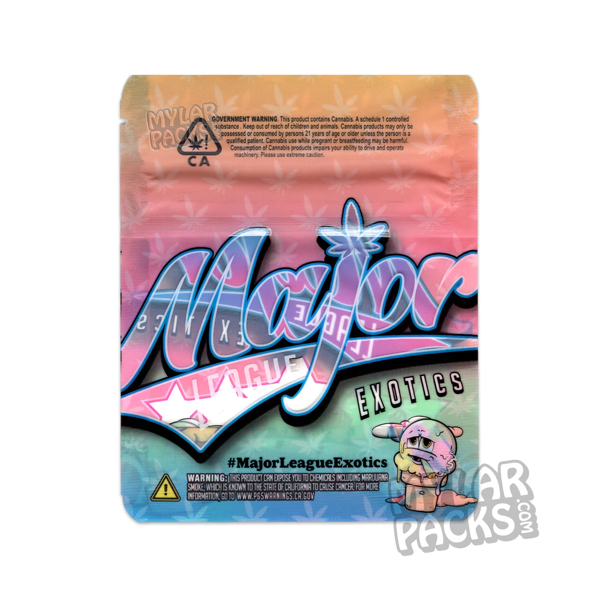 Bolsa de Mylar vacía a prueba de olores de Major League Exotics Mr Gelatti de 3,5 g, embalaje para flores y hierbas secas