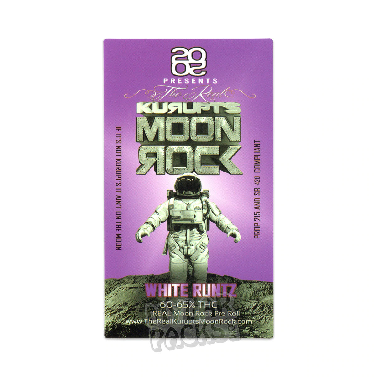 Tubo de plástico duro transparente vacío Moon Rock White Runtz de Kurupt para envasar flores y hierbas