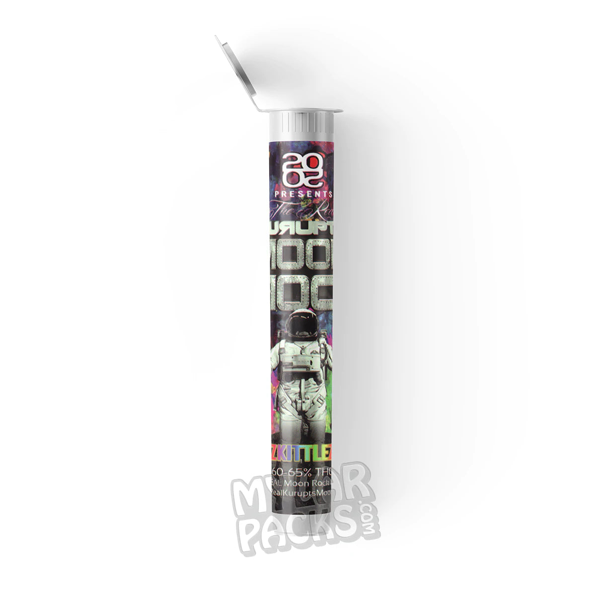 Tubo de plástico duro transparente vacío preenrollado Moon Rock Zkittlez de Kurupt para envasar flores y hierbas