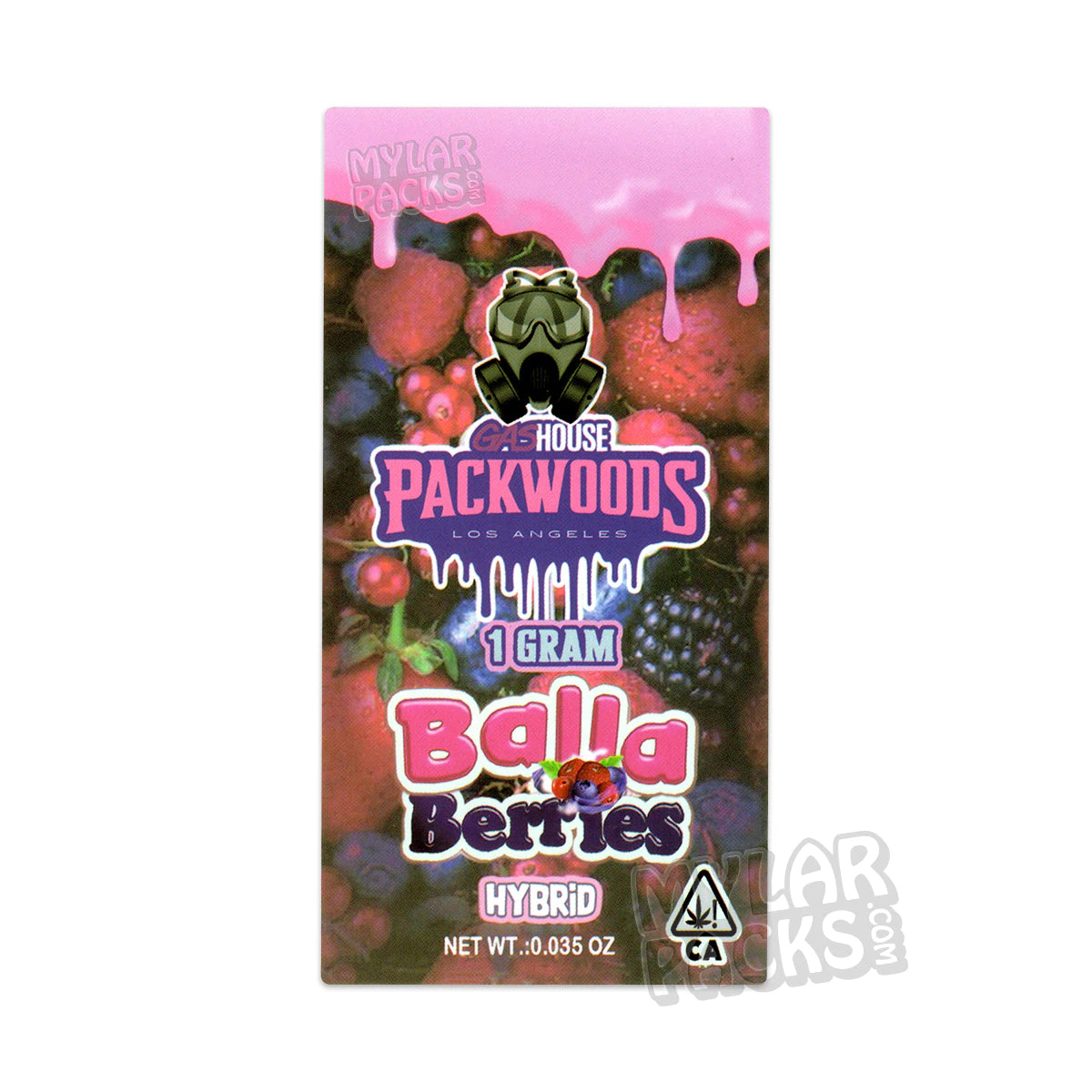 Tubo de plástico duro transparente vacío con etiqueta adhesiva para porro preenrollado de 1 g de Packwoods X Gashouse Balla Berries.