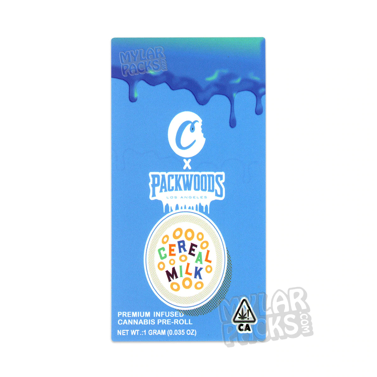 Packwoods X Cookies Cereal Milk Single 1G Preroll Joint Tubo de plástico duro transparente vacío y etiqueta adhesiva Embalaje de hierbas