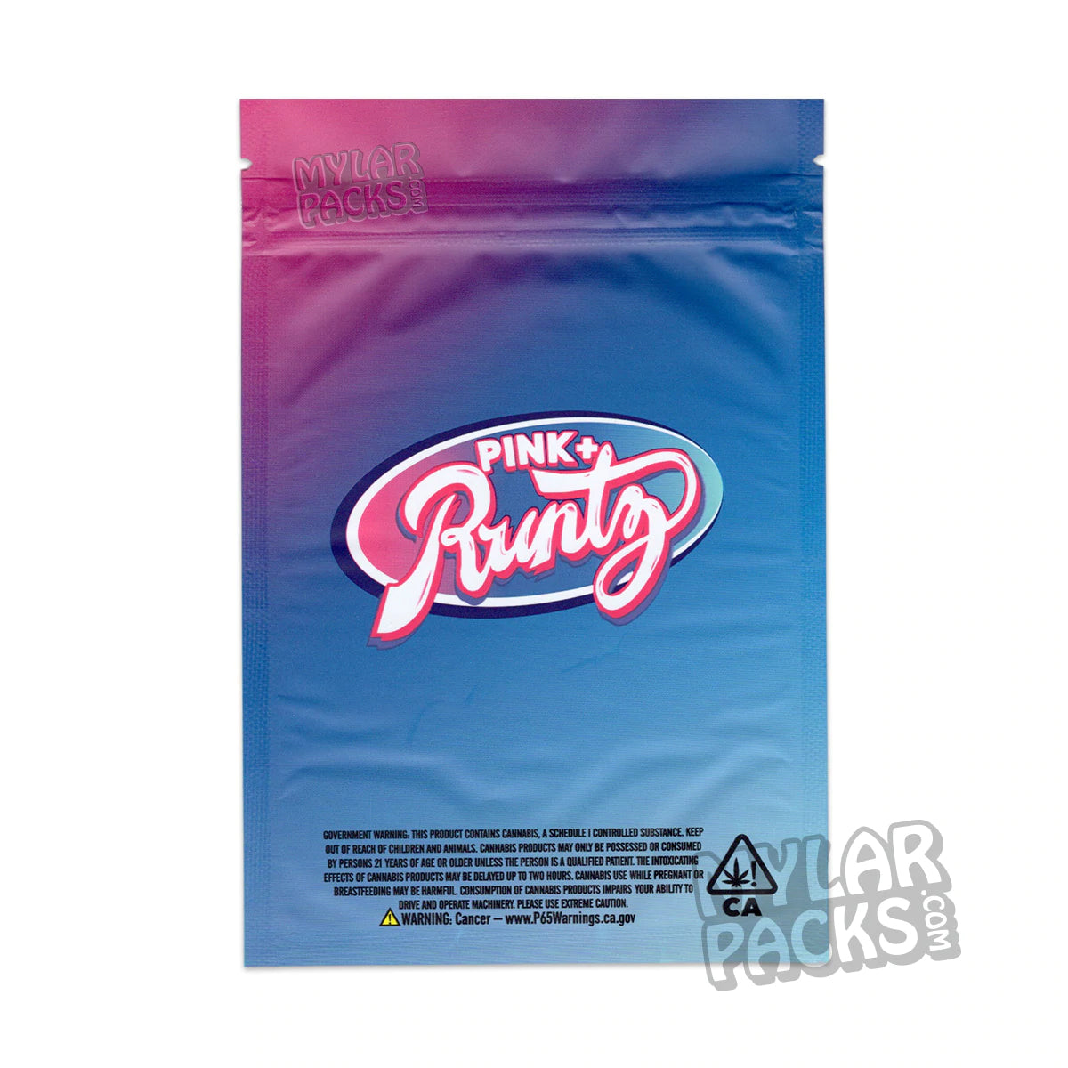 Bolsa de Mylar vacía Pink+ Runtz iridiscente mate de 3,5 g, para flores y hierbas secas