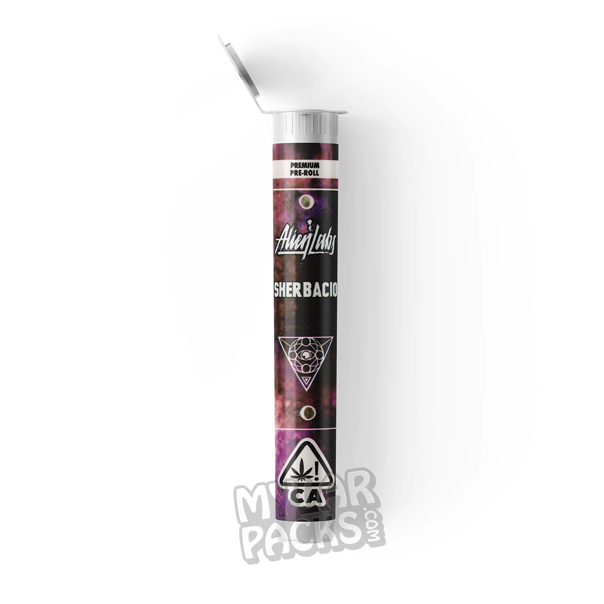 AlienLabs Sherbacio Single Preroll Empty Clear Hard Plastic Tube for Flower Dry Herb Packaging