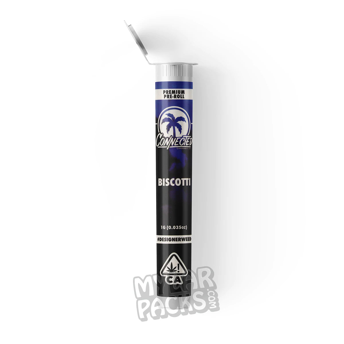Connected Co. Biscotti Single Preroll Empty Clear Hard Plastic Tube for Flower Dry Herb Packaging