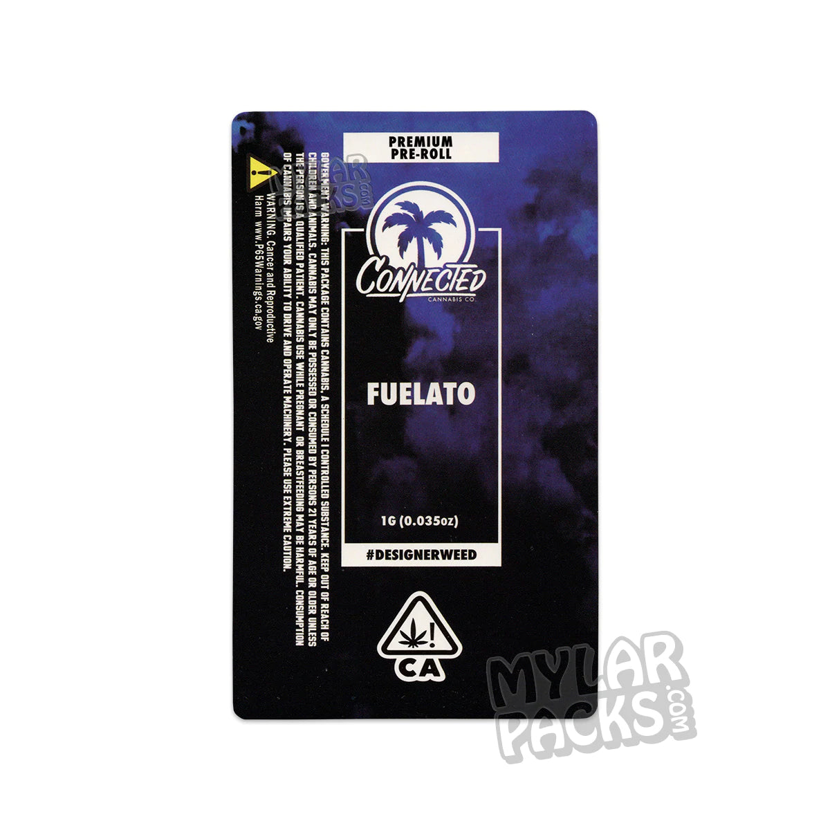 Tubo de plástico duro transparente vacío Fuelato Single Preroll de Connected Co. para envasar flores y hierbas secas.