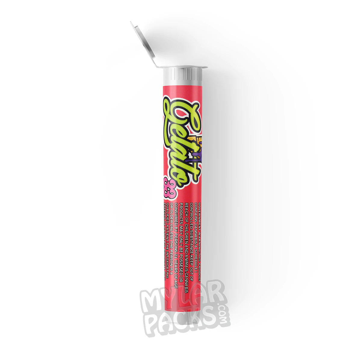 Gas Co. Gelato 33 - 2G - Tubo de plástico duro transparente vacío con etiqueta adhesiva para porro individual preenrollado.