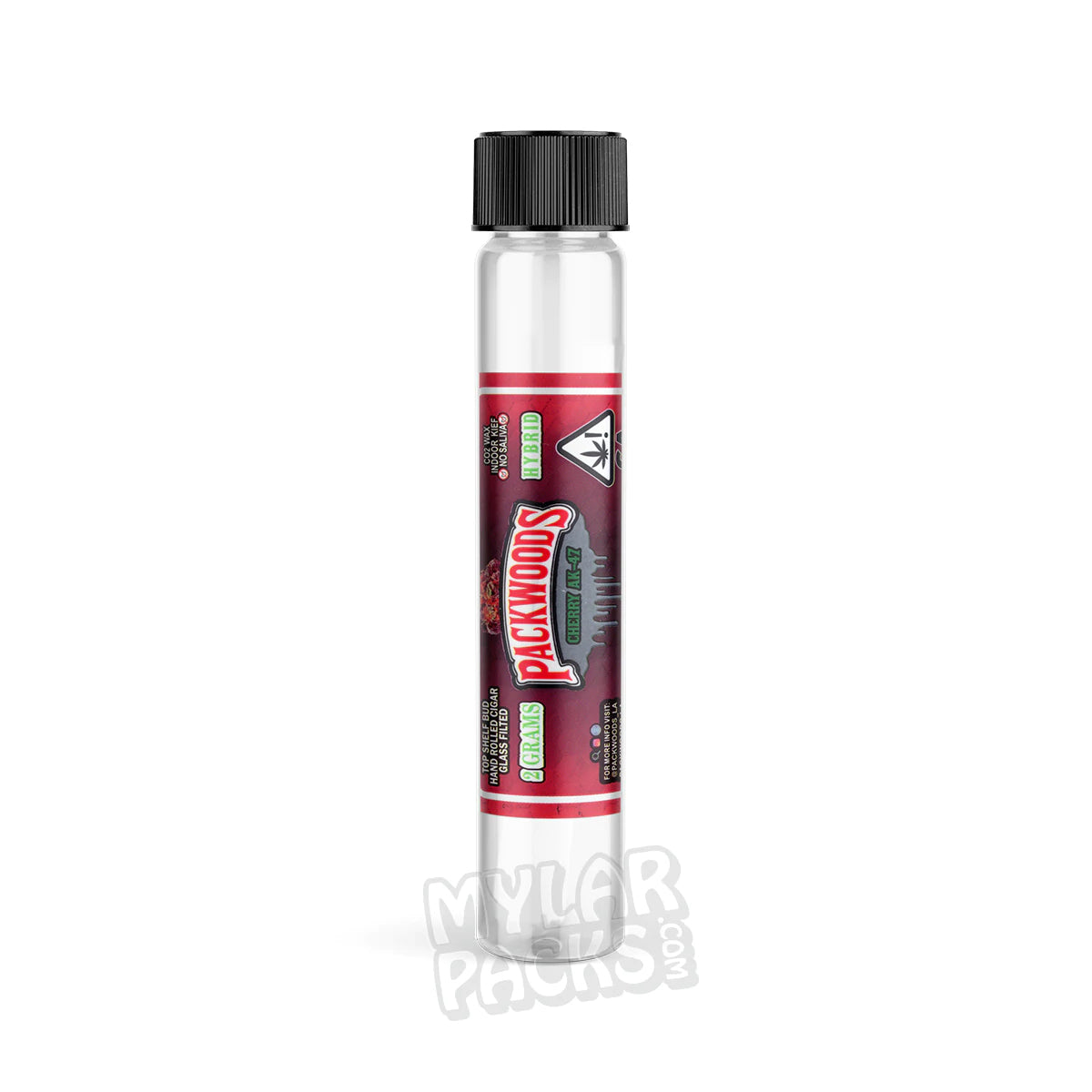 Packwoods Cherry AK-47 - Preroll vacío de 2 g con punta de vidrio, tubo Pyrex, tapa giratoria