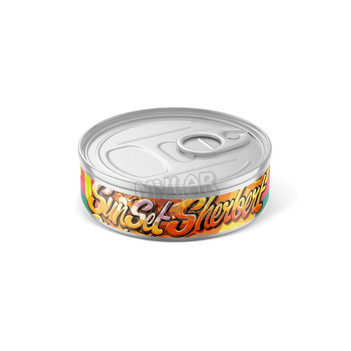 Envases autosellables de latas Sunset Sherbert Presstin (solo pegatinas)
