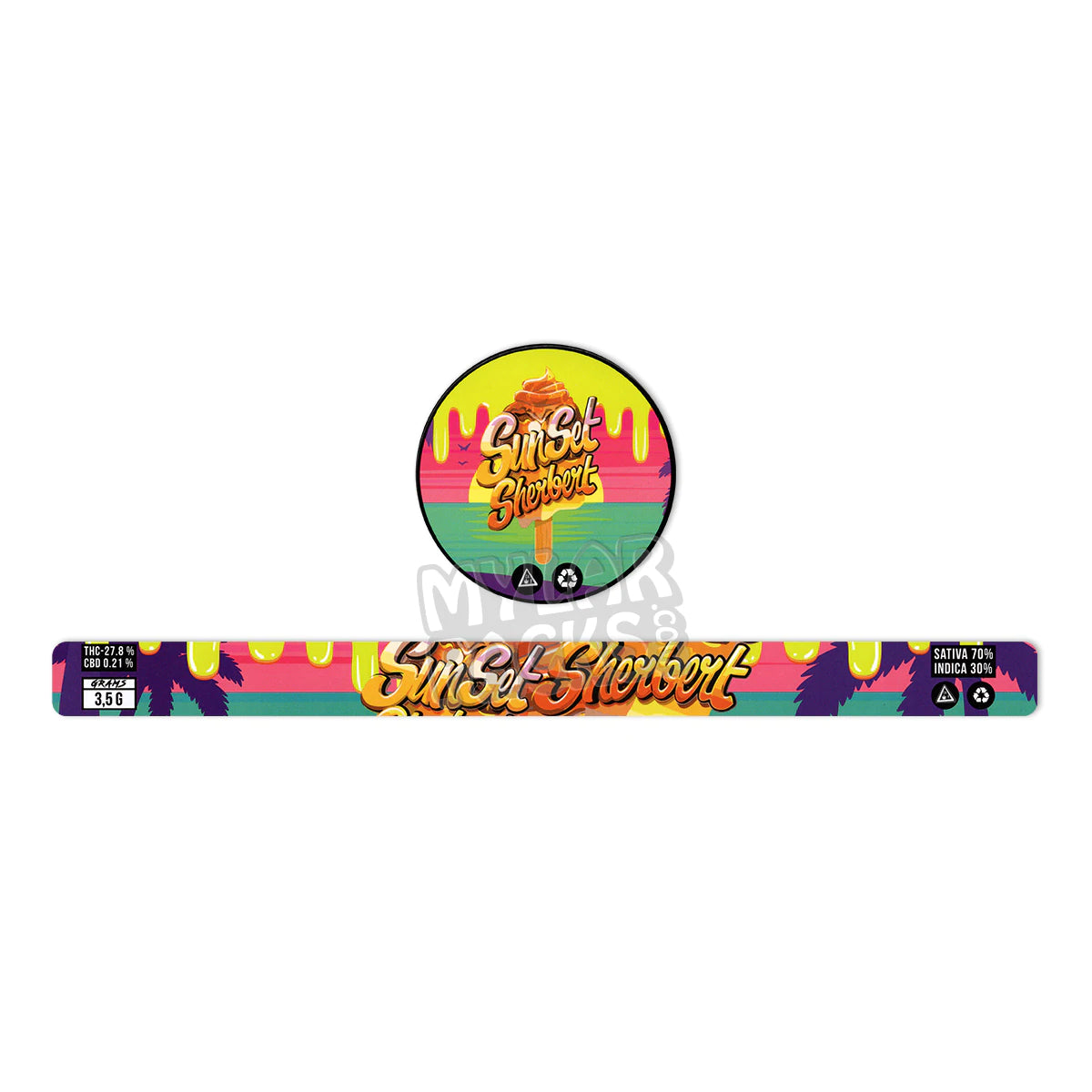 Envases autosellables de latas Sunset Sherbert Presstin (solo pegatinas)