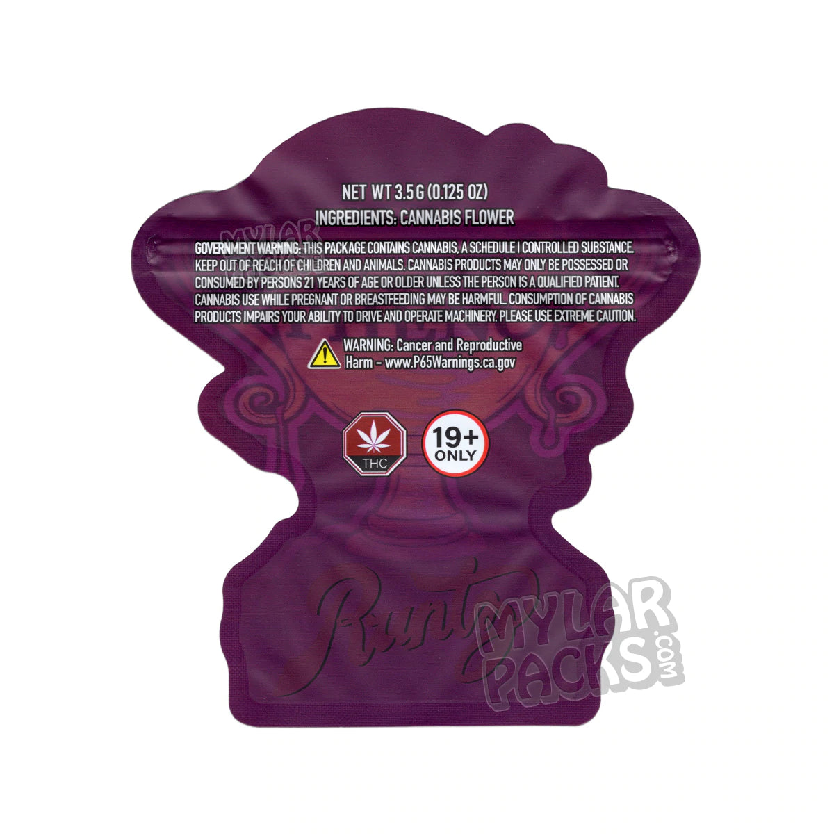 Runtz Prized Pheno Die-Cut 3.5g Empty Smell Proof Mylar Bag Flower Dry Herb Packaging