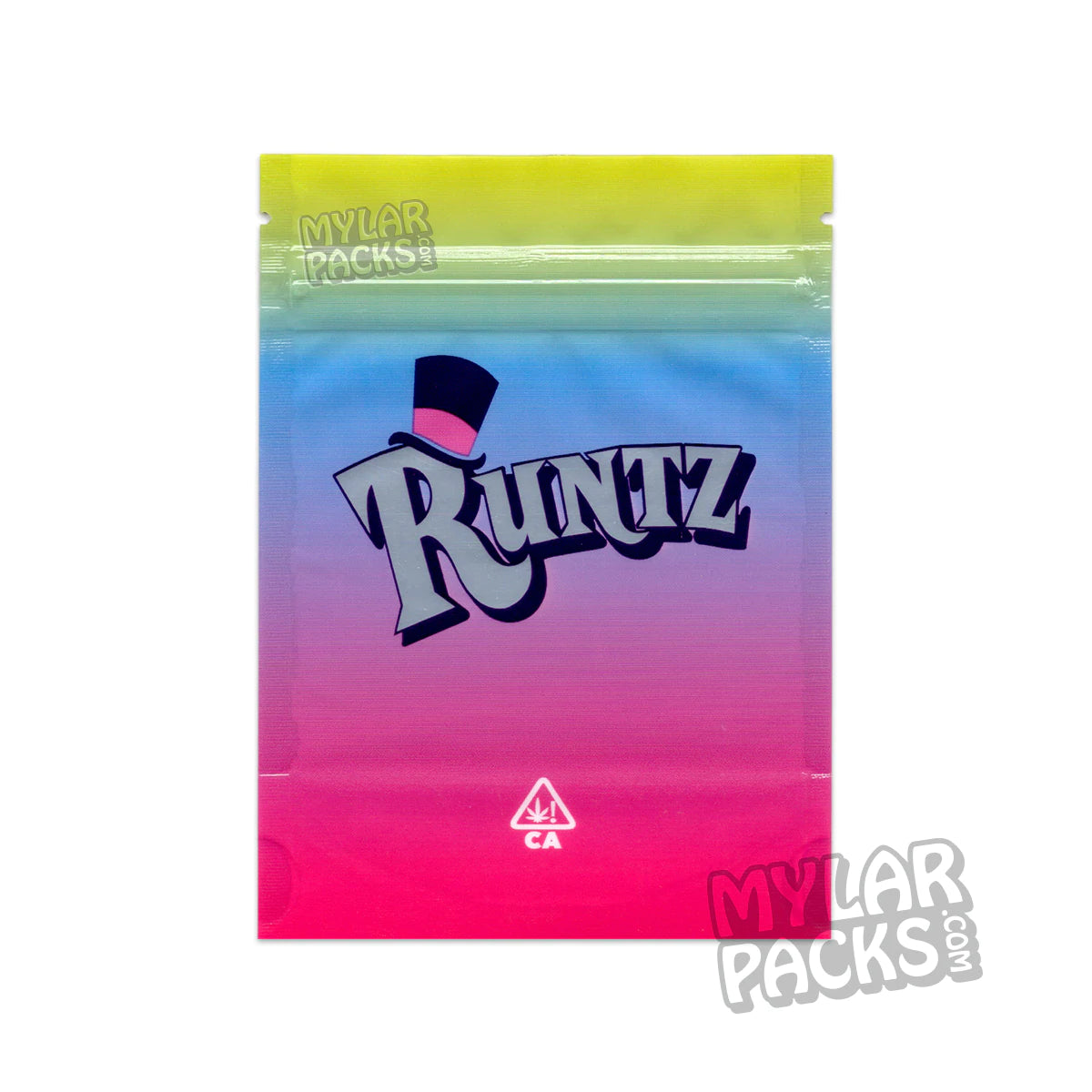 Bolsa de Mylar vacía Runtz de 3,5 g con lámina plateada brillante para flores y hierbas secas