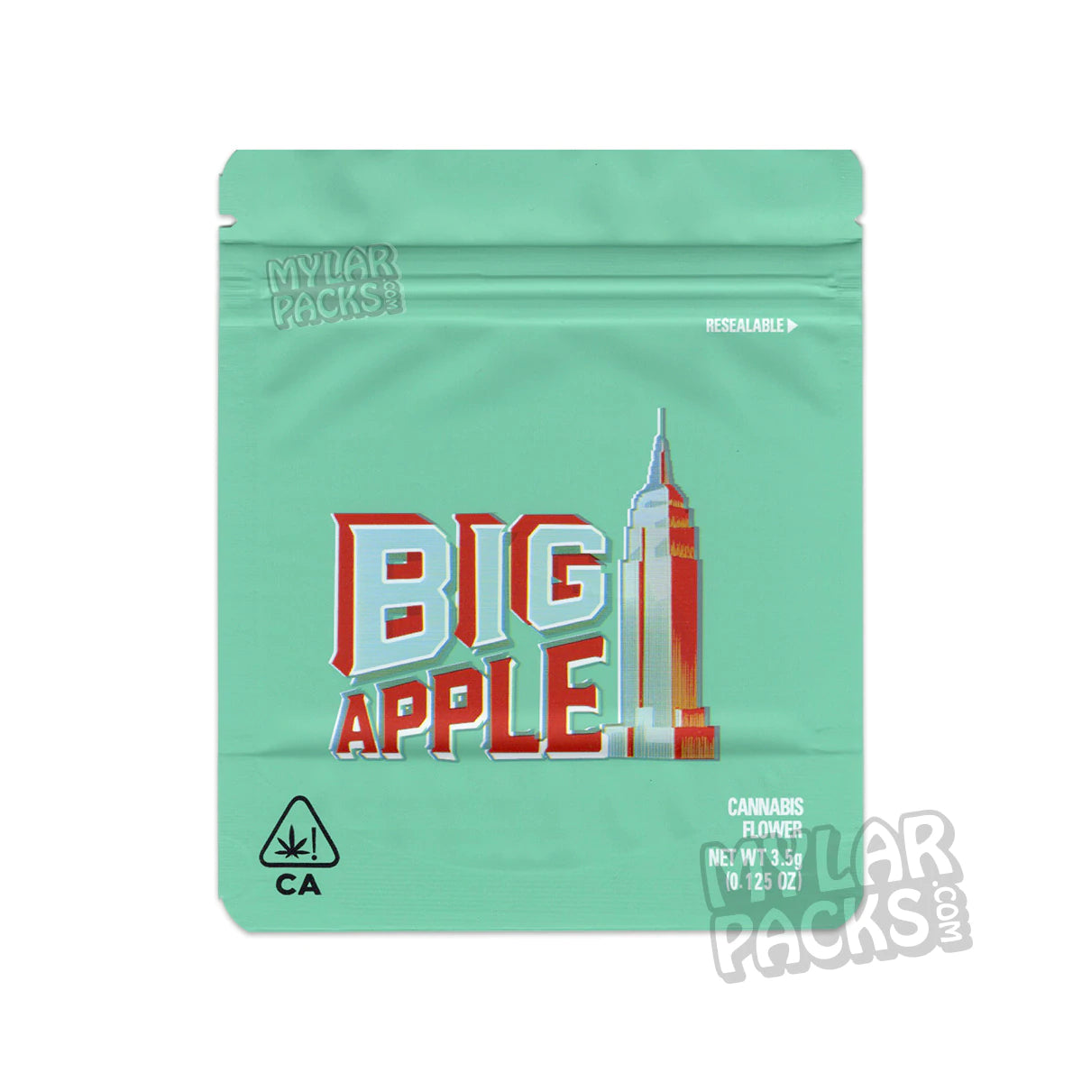 Big Apple de Seed Junkie Genetics, bolsa de mylar vacía de 3,5 g, embalaje para flores y hierbas secas
