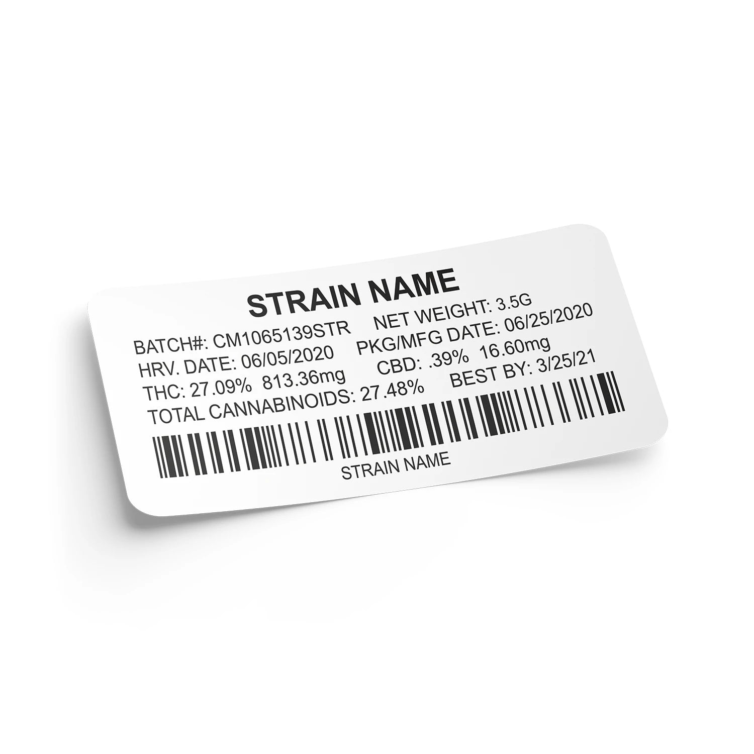Pegatina de cepa personalizable - Estilo estándar (1" x 2") con código de barras