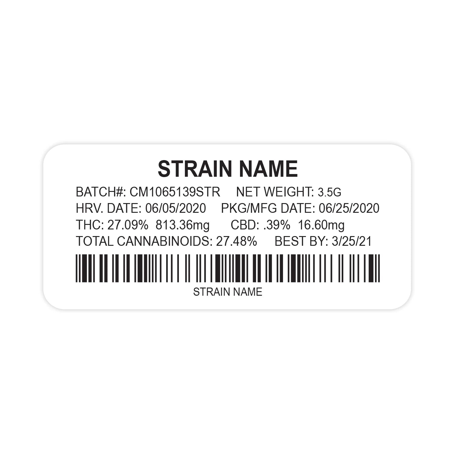 Pegatina de cepa personalizable - Estilo estándar (1" x 2") con código de barras