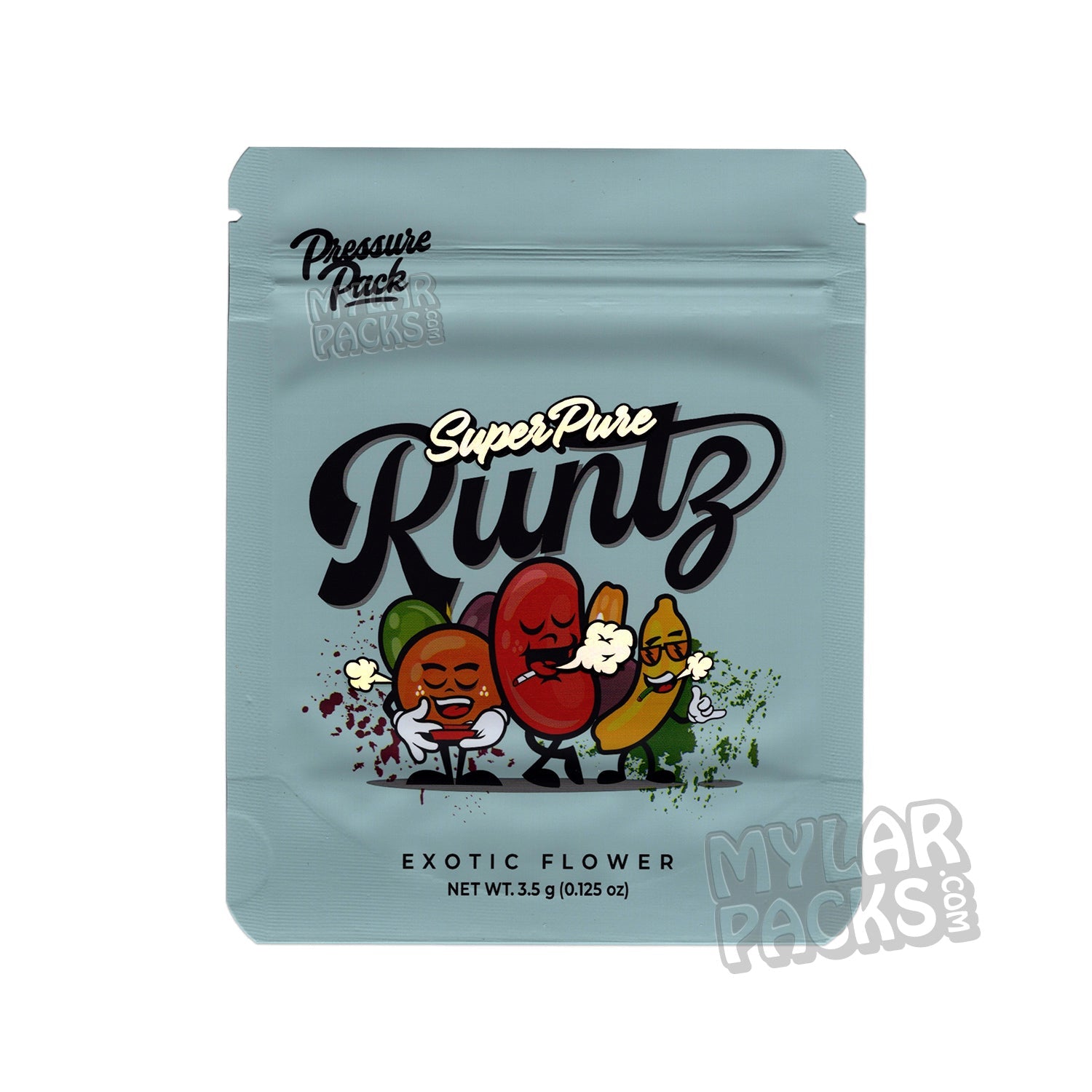 Super Pure Runtz by Pressure Pack 3.5g Empty Mylar Bag Flower Dry Herb Packaging