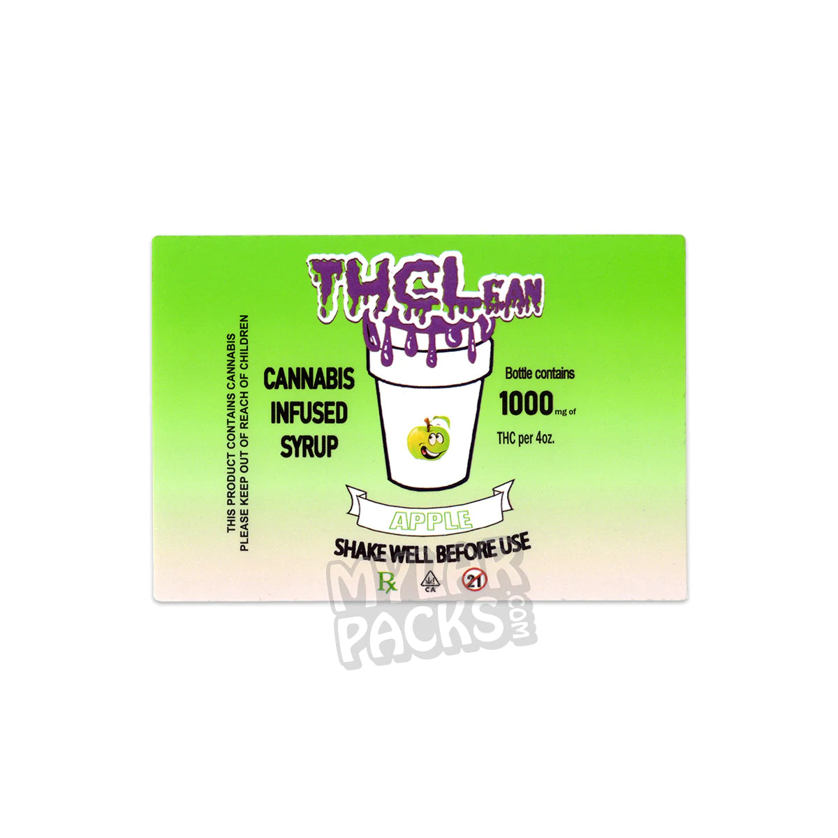 Etiquetas adhesivas para botellas de jarabe de cannabis con THC Lean (8,9 x 6,35 cm)
