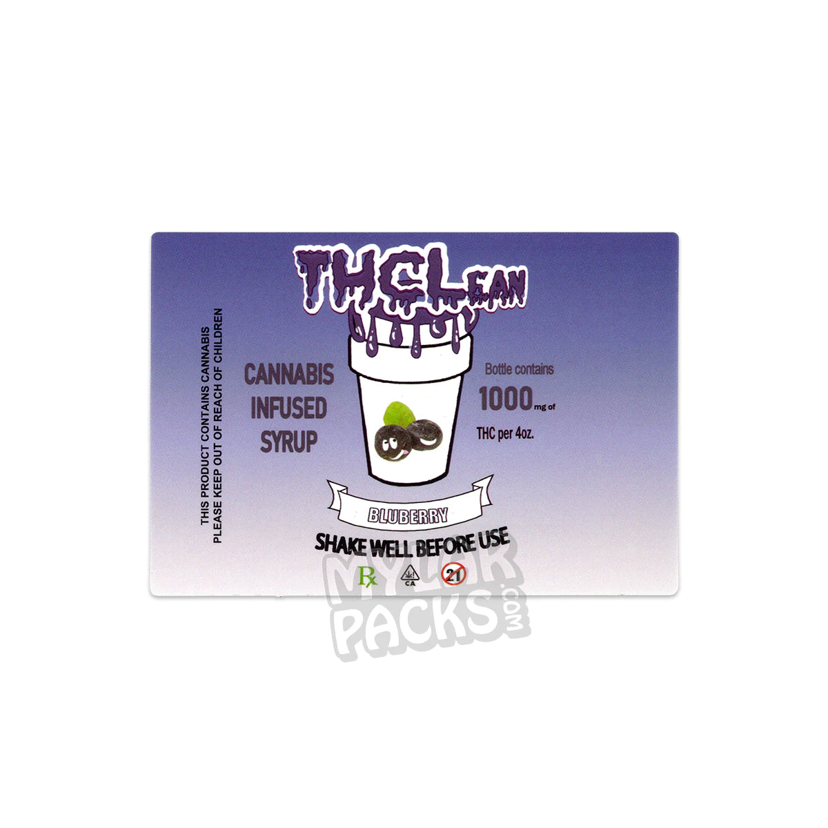 Etiquetas adhesivas para botellas de jarabe de cannabis con THC Lean (8,9 x 6,35 cm)