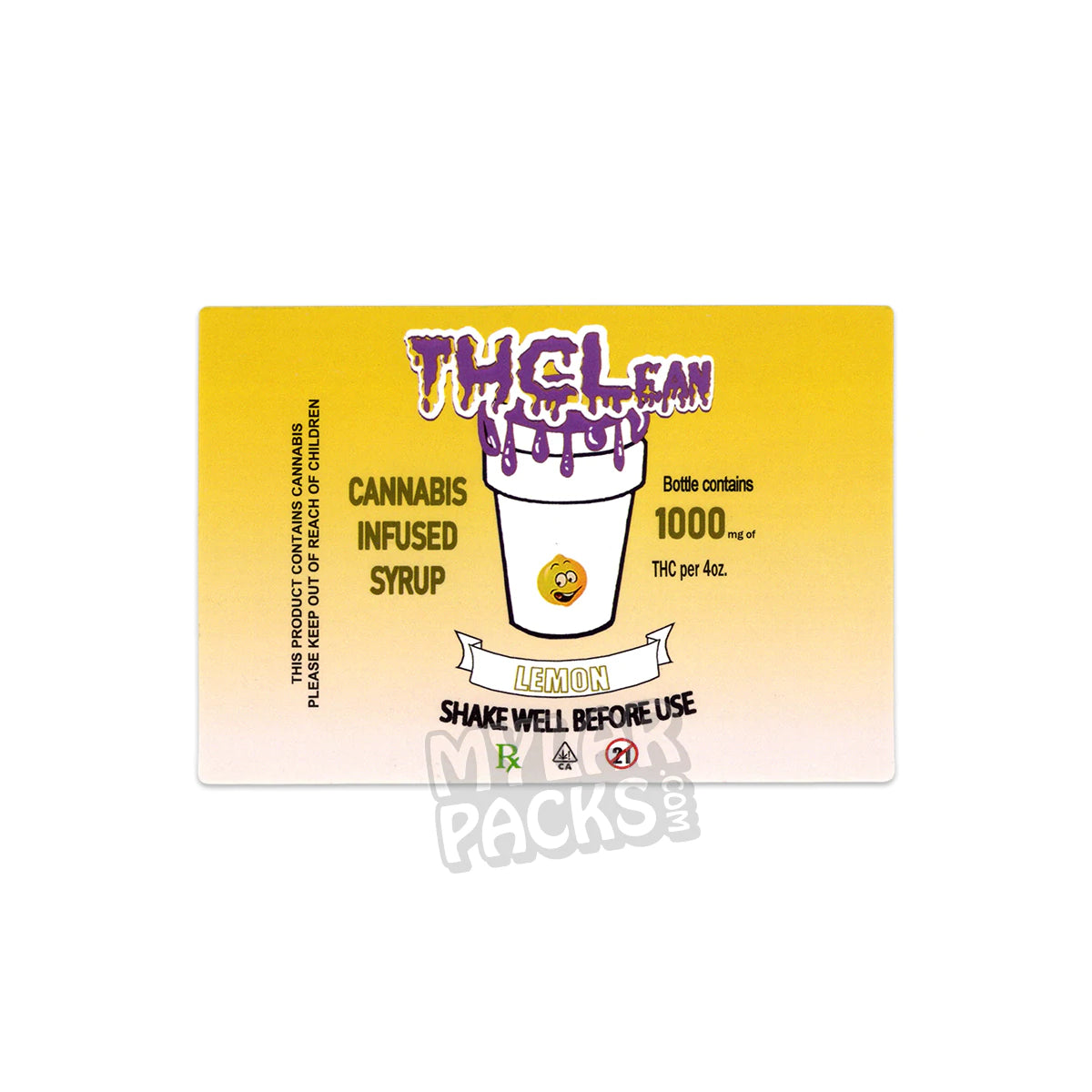 Etiquetas adhesivas para botellas de jarabe de cannabis con THC Lean (8,9 x 6,35 cm)