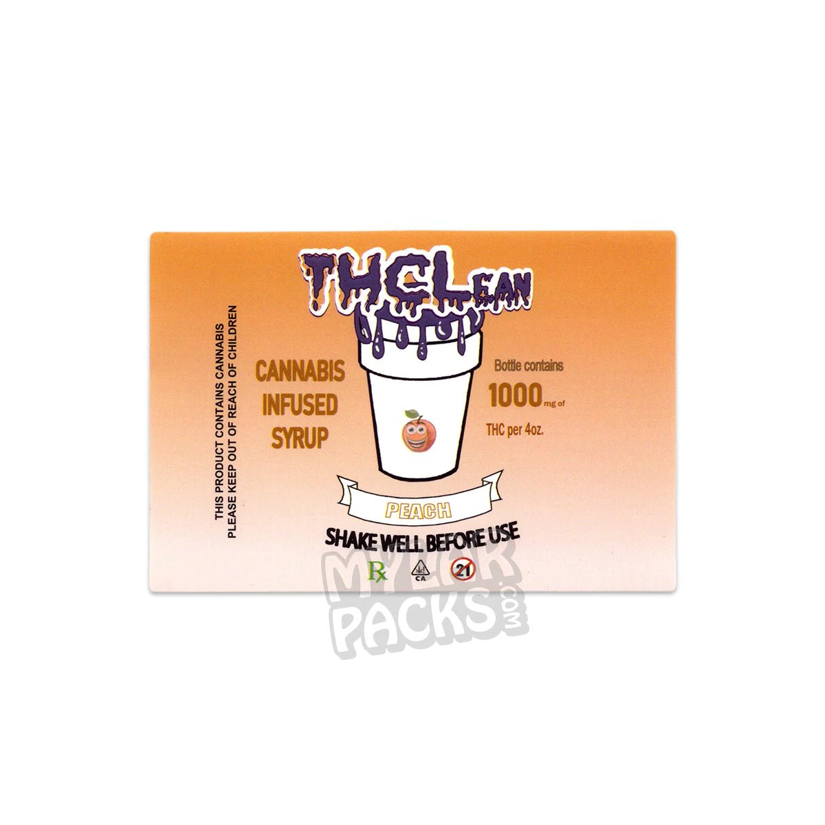 Etiquetas adhesivas para botellas de jarabe de cannabis con THC Lean (8,9 x 6,35 cm)