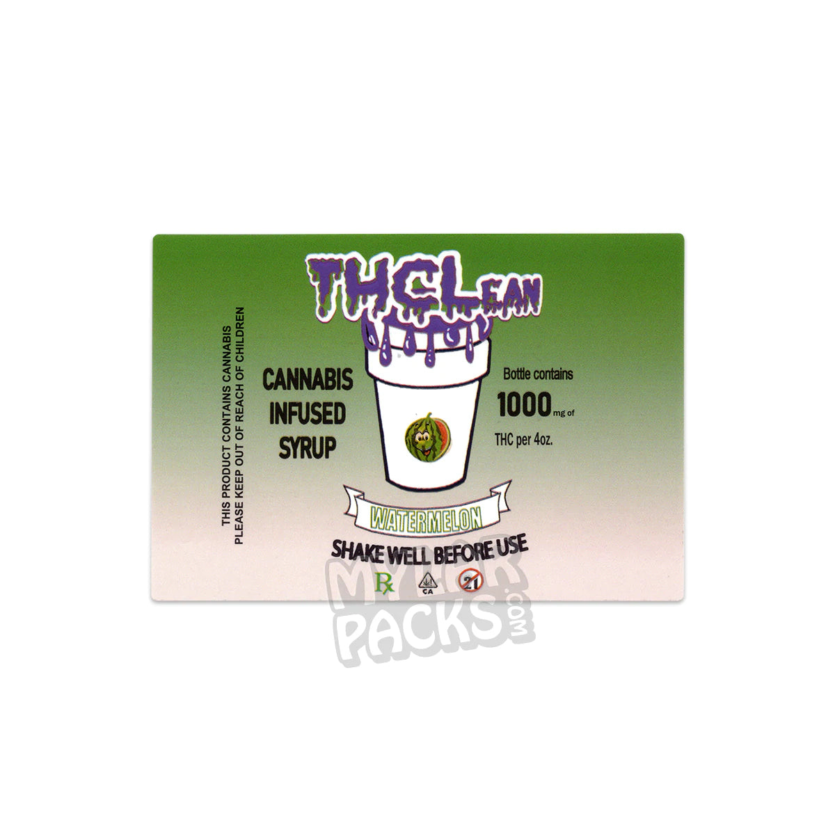 Etiquetas adhesivas para botellas de jarabe de cannabis con THC Lean (8,9 x 6,35 cm)