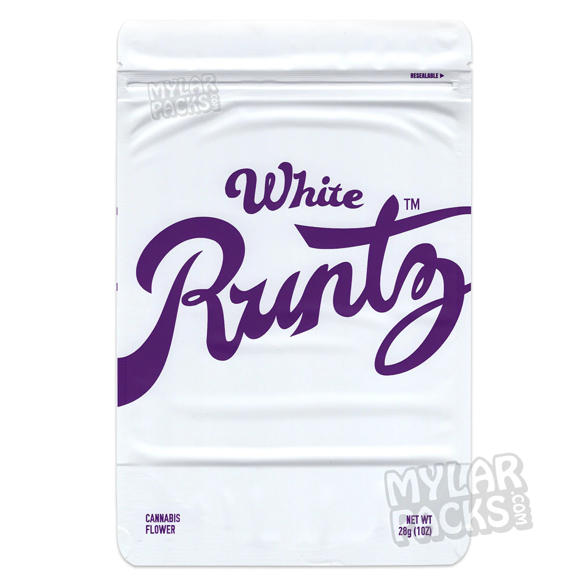 Bolsa de Mylar vacía de 28 g/1 onza para flores y hierbas secas de White Runtz