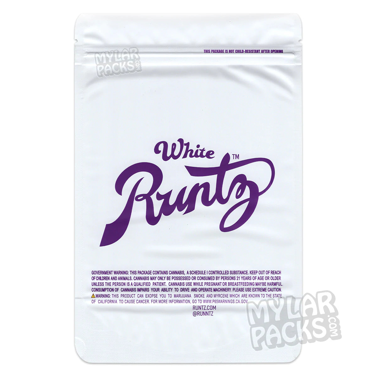 Bolsa de Mylar vacía de 28 g/1 onza para flores y hierbas secas de White Runtz
