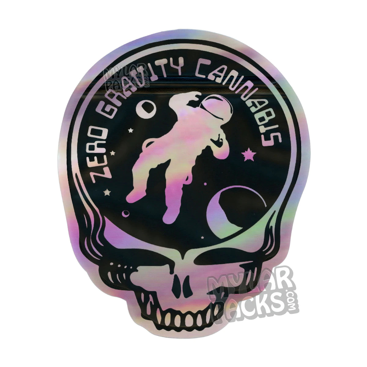 Zero Gravity Dead Head Skull Die-Cut 3.5g Empty Smell Proof Mylar Bag Flower Packaging