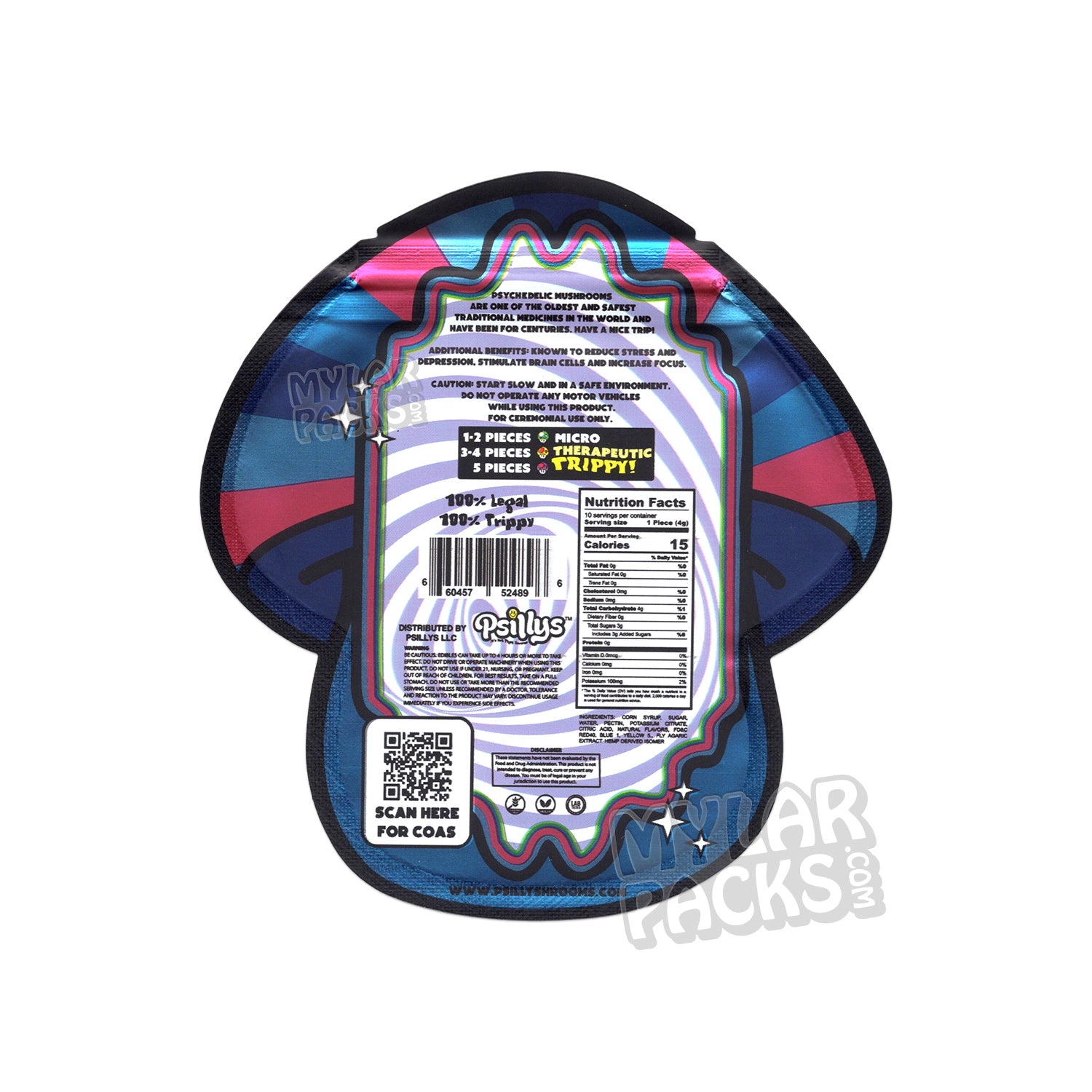 Gomitas de hongos mágicos de frambuesa azul Psillys, bolsas de mylar vacías, empaques de hongos comestibles