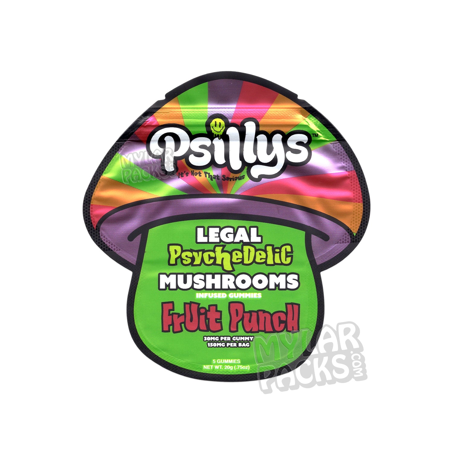 Gomitas de hongos mágicos Psillys Fruit Punch, bolsas de mylar vacías, empaques de hongos comestibles