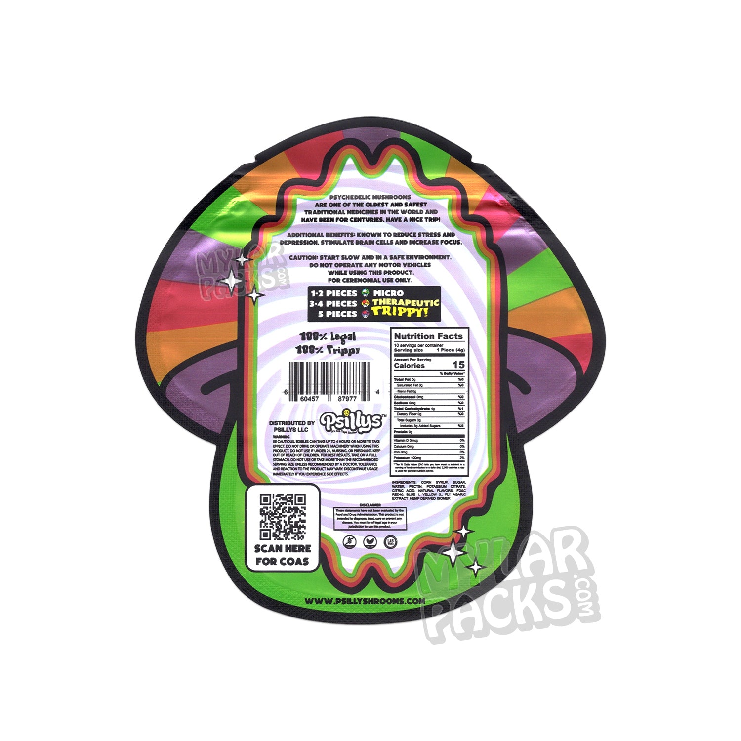 Gomitas de hongos mágicos Psillys Fruit Punch, bolsas de mylar vacías, empaques de hongos comestibles