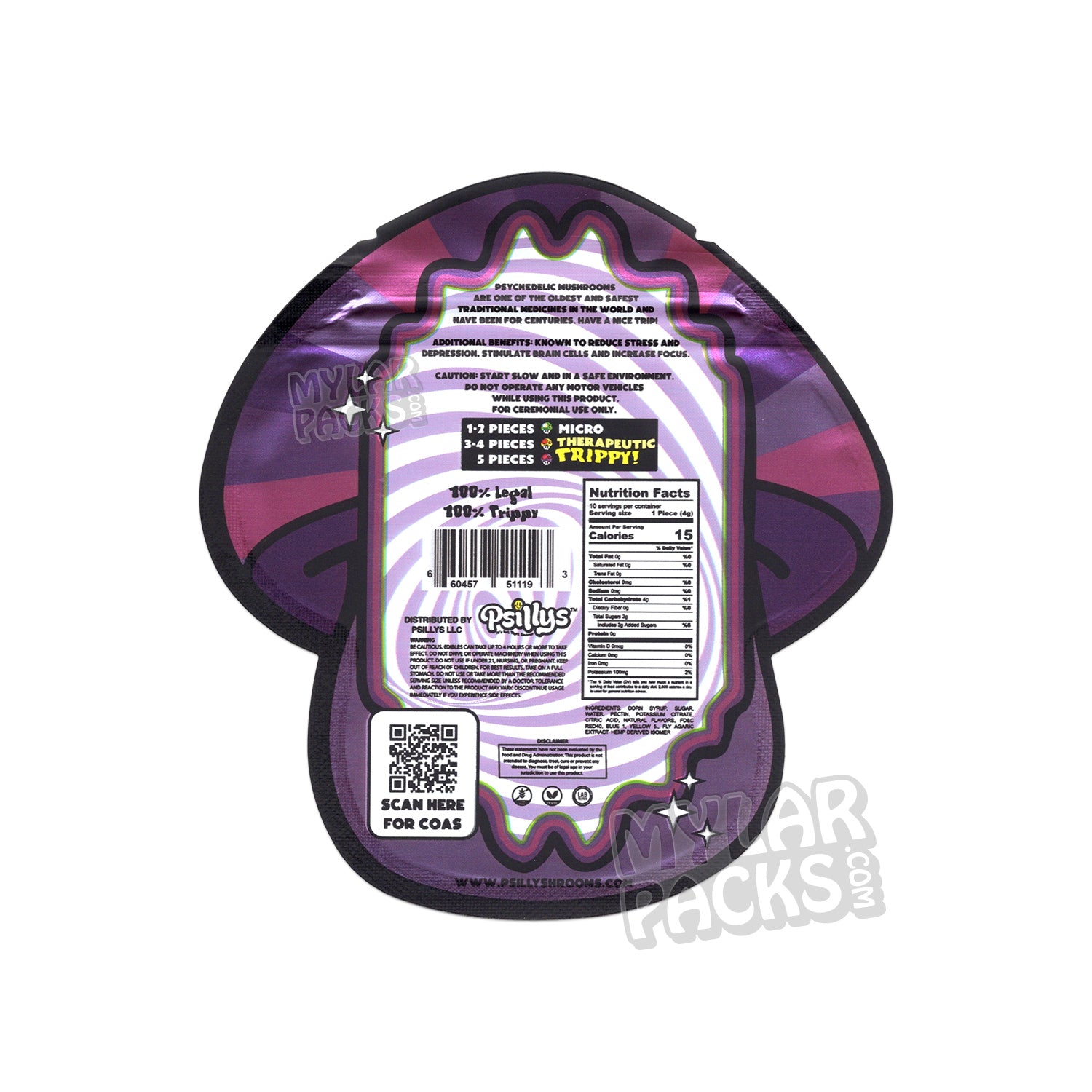 Gomitas de hongos mágicos de uva Psillys, bolsas de mylar vacías, envases de hongos comestibles