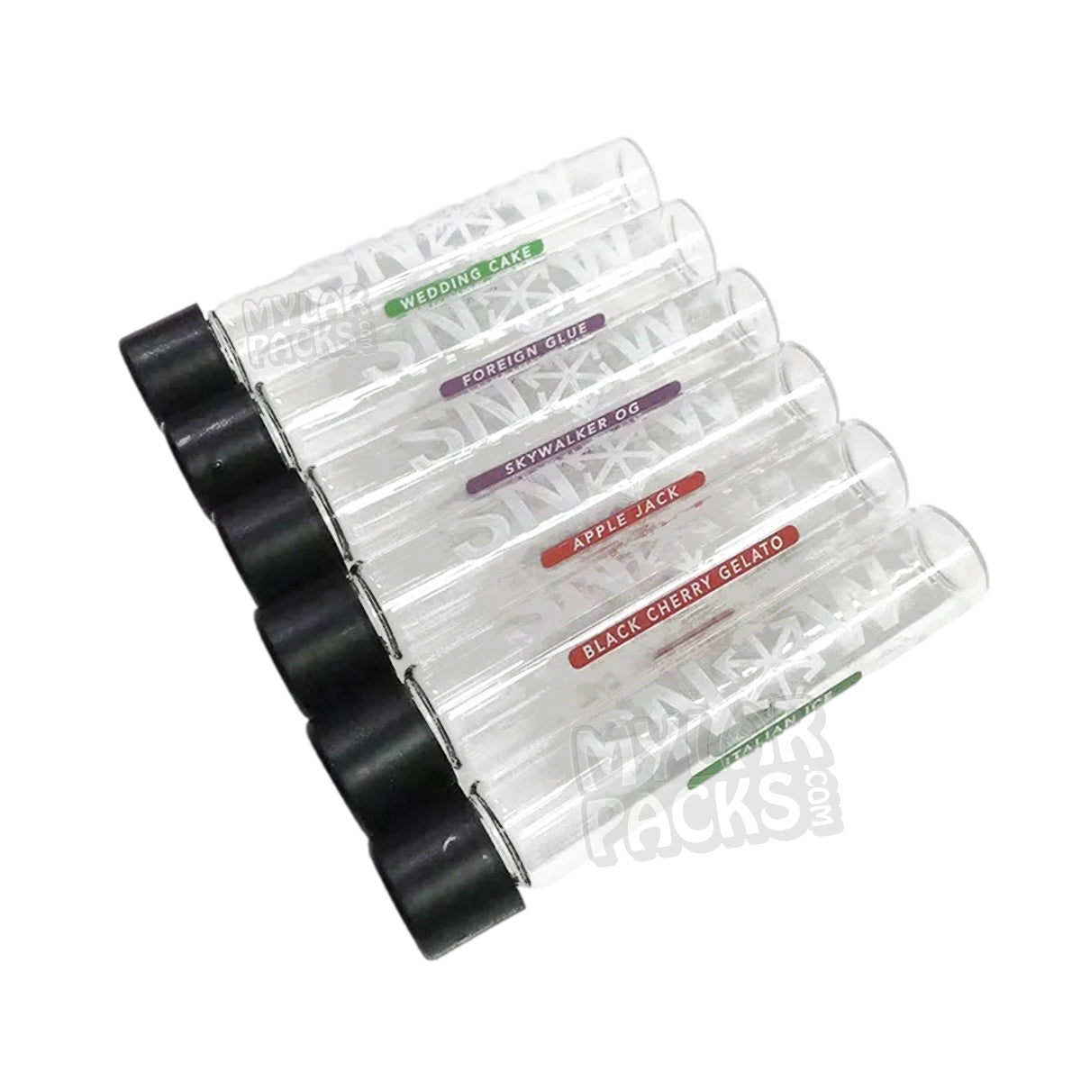 Envase individual pre-roll vacío de 1,5 g con infusión de diamantes de nieve, con tubo de vidrio y pegatinas
