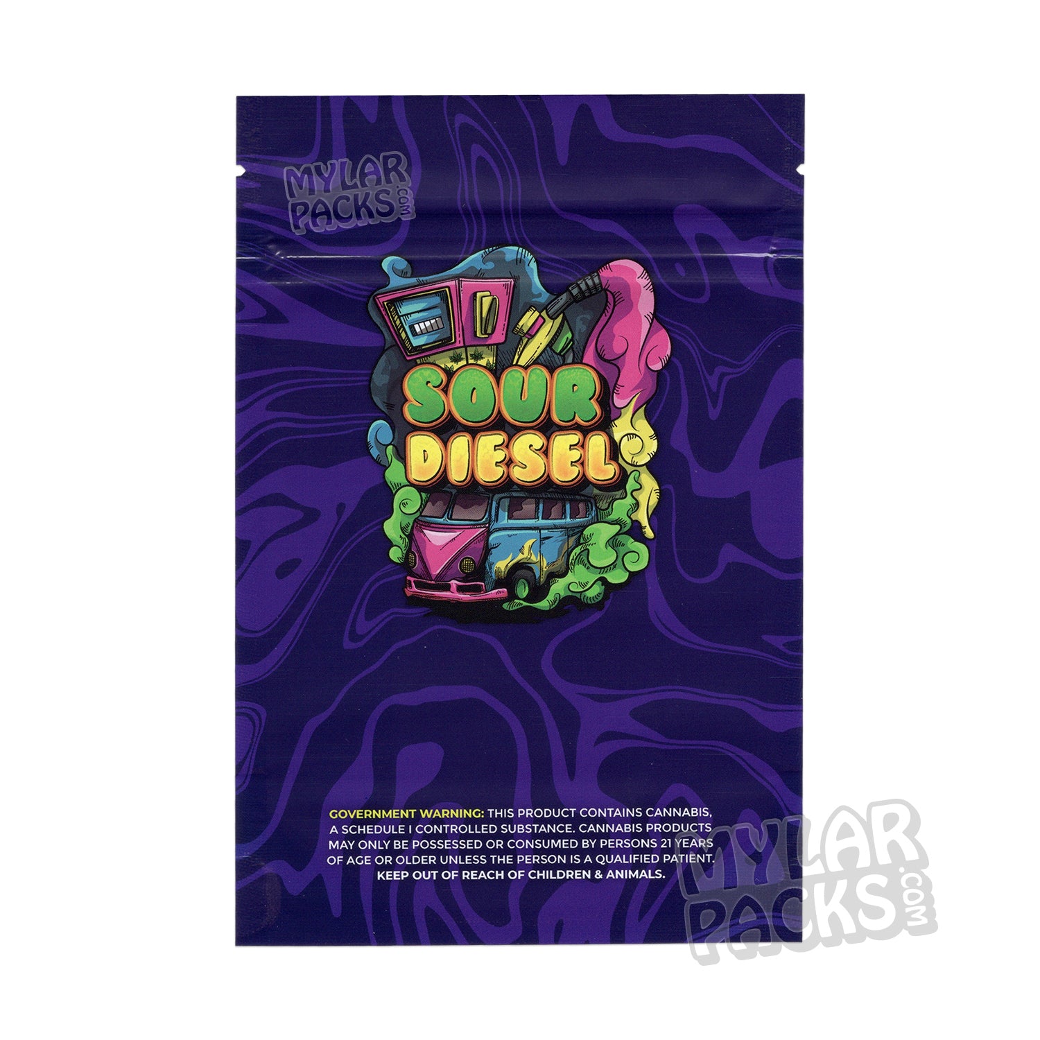 Sour Diesel 3.5g Empty Mylar Bag Premium Flower Dry Herb Packaging