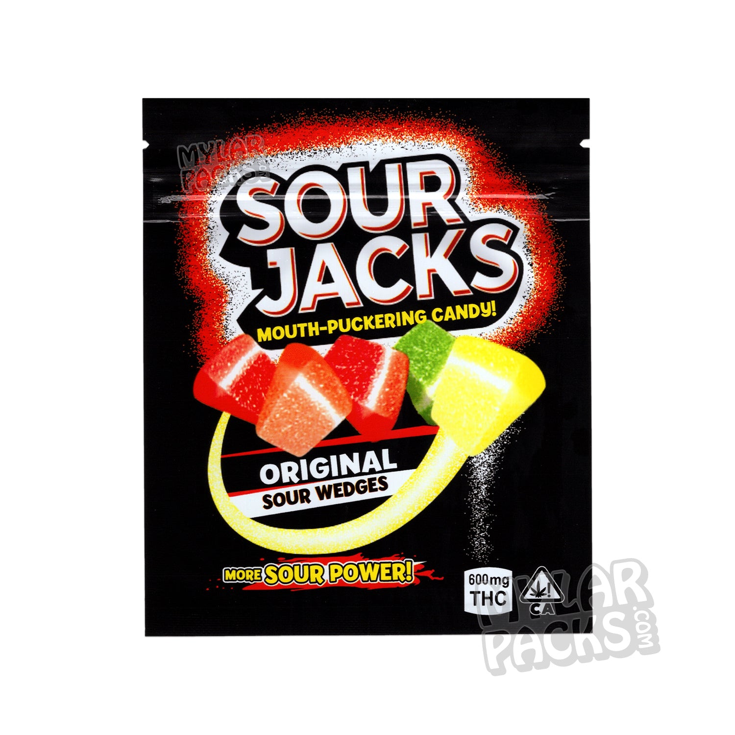 Sour Jacks Original Wedges 600 mg Bolsa de Mylar vacía Envase de dulces comestibles