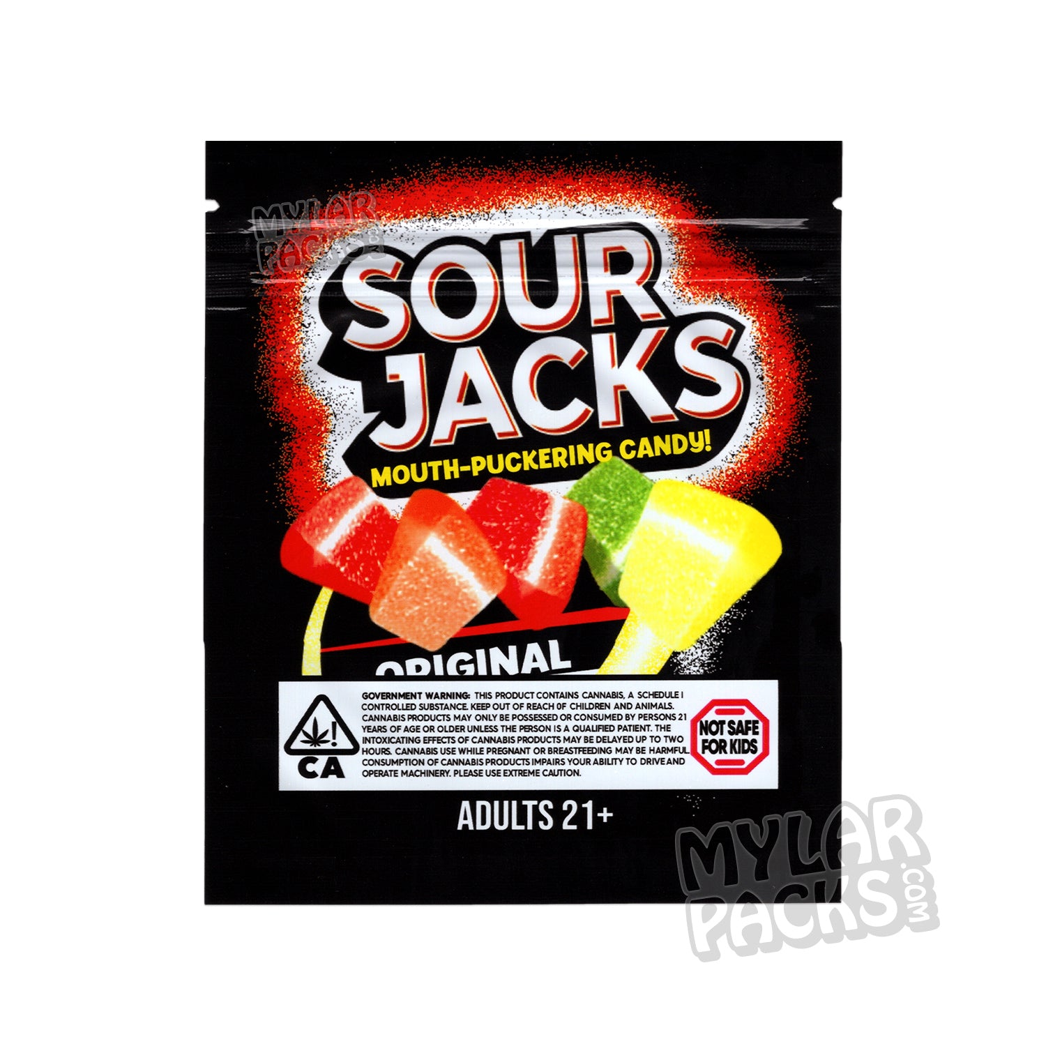 Sour Jacks Original Wedges 600 mg Bolsa de Mylar vacía Envase de dulces comestibles