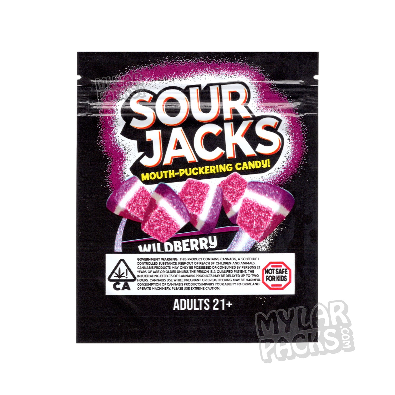 Sour Jacks Wildberry Wedges 600 mg Bolsa de Mylar vacía Comestibles Envase de dulces