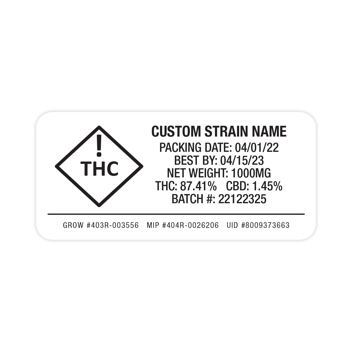 CO / FL State Compliant Ceramic Ccell Carts with Plastic Tube and Customizable Strain Sticker (1" x 2")