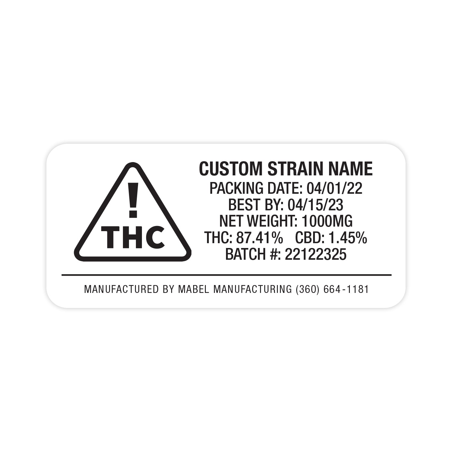NV State Compliant Ceramic Ccell Carts with Plastic Tube and Customizable Strain Sticker (1" x 2")