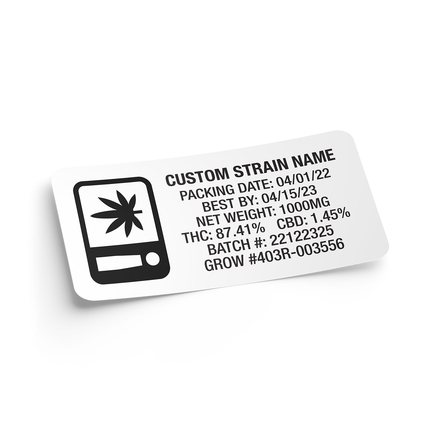 OR State Compliant Ceramic Ccell Carts with Plastic Tube and Customizable Strain Sticker (1" x 2")