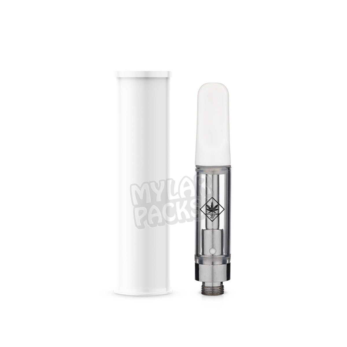 WA State Compliant Ceramic Ccell Carts with Plastic Tube and Customizable Strain Sticker (1" x 2")