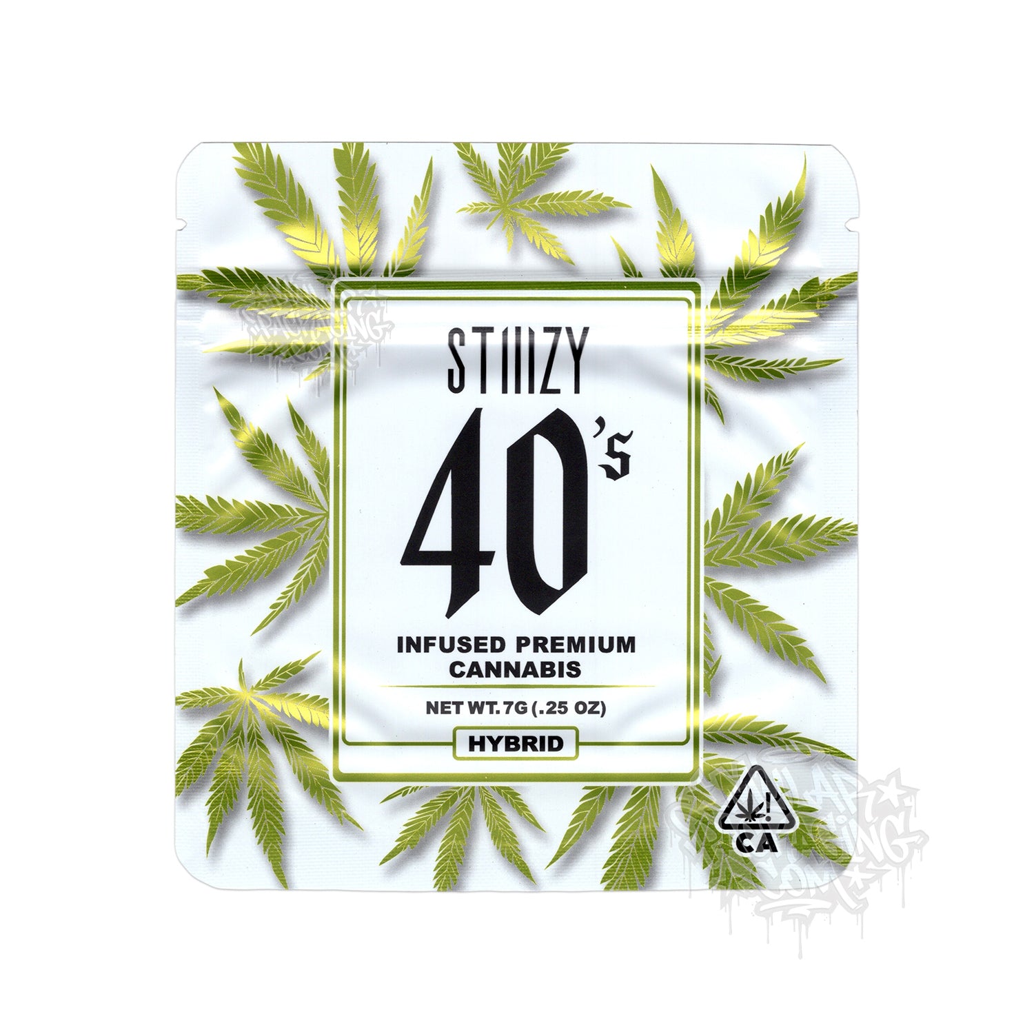 Stiiizy 40's Infused Cannabis 7g Hybrid Smalls Empty Mylar Bag with Custom Stickers